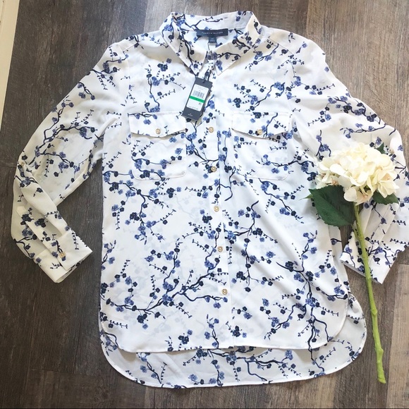 Tommy Hilfiger Tops - Tommy Hilfiger | Blue Floral Button Down Shirt